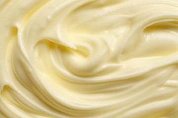 Obraz premium Macro texture of white mayonnaise. Tasty sauce