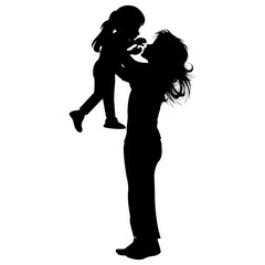 silhouette of mother and daughter
