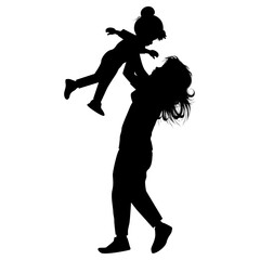 silhouette of mother and daughter