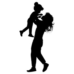 silhouette of mother and daughter