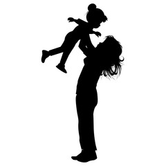 silhouette of mother and daughter