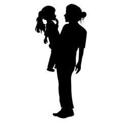 silhouette of mother and daughter