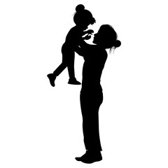 silhouette of mother and daughter
