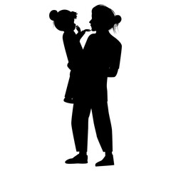 silhouette of mother and daughter