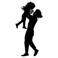 silhouette of mother and daughter