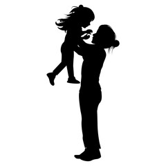 silhouette of mother and daughter