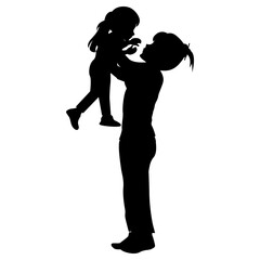 silhouette of mother and daughter