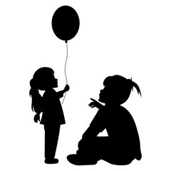 silhouette of mother and daughter