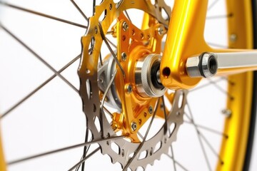 shots of bicycle disc brakes against plain background
