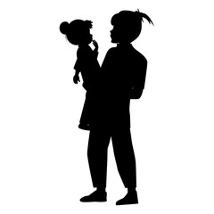 silhouette of mother and daughter