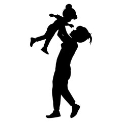 silhouette of mother and daughter