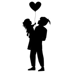 silhouette of mother and daughter