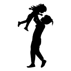 silhouette of mother and daughter