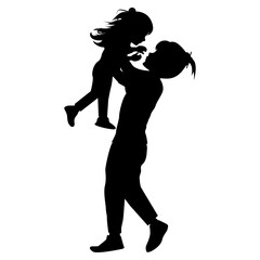 silhouette of mother and daughter