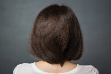 a woman's head with short brown hair