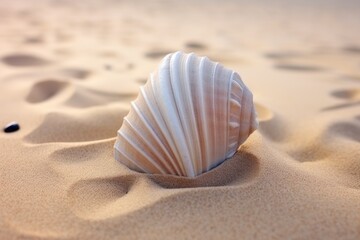 Fototapeta na wymiar an empty seashell on eroded beach sand