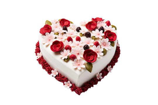 Special Heart Cake for Love Celebrations Isolated on Transparent Background