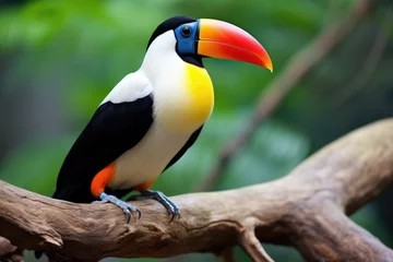 Tableaux ronds sur aluminium Toucan a toucan resting on a branch in a tropical forest