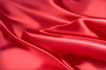 Obraz premium Close-up of a red satin fabric. The fabric is smooth and flowing, and it looks like it would be perfect for a wedding or a special occasion.