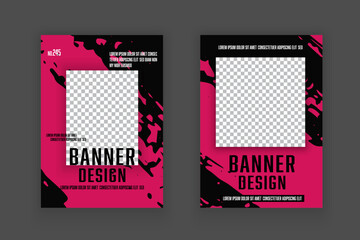 Vector flyer template for digital business marketing. Grunge brush banner template.