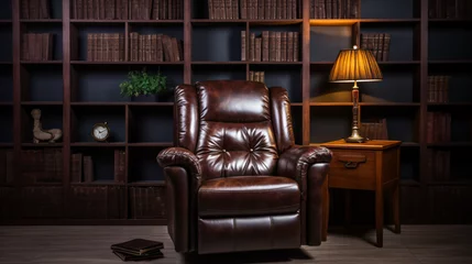 Deurstickers Recliner brown leather in room © khan