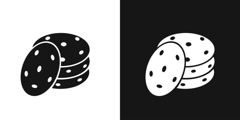 Oat cookie vector icon. Cookies stack, sweet pastry