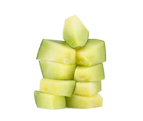 Slices of cantaloupe melon isolated on transparent background. PNG