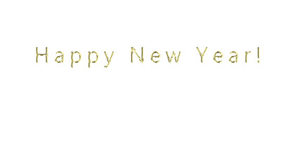 Happy New Year Gold Text with Alpha Channel. New Year's greetings gold text, transparent PNG format.