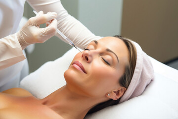 Fototapeta na wymiar Clinic woman beauty injection cosmetology doctor