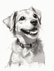 Labrador Retriever Hunde Zeichnung - Vierbeiner Skizze vom Haustier als Hunde Portr&auml;t von der Hunderasse des Familienmitglieds
