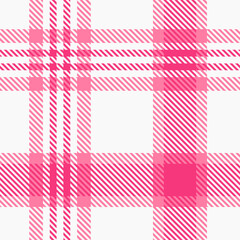 White Pink Tartan Plaid Pattern Seamless. Check fabric texture for flannel shirt, skirt, blanket
