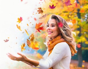 Naklejka na ściany i meble Autumn Elegance - Leaves in the Air