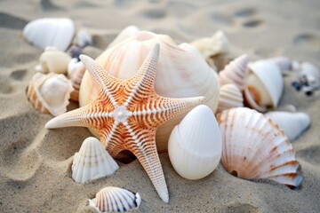 Fototapeta na wymiar matching seashells on a beach