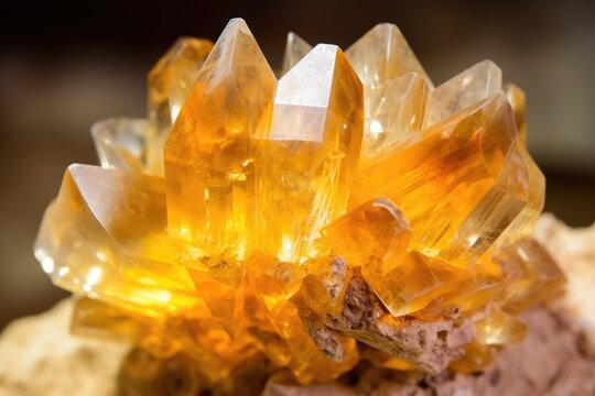 close-up of citrine cluster with natural light