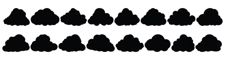 Behangcirkel Cloud silhouettes set, large pack of vector silhouette design, isolated white background © FutureFFX