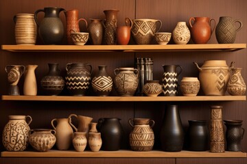 Fototapeta na wymiar collection of handmade pottery from various cultures