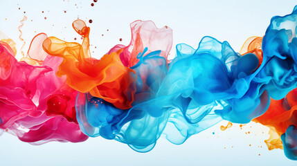 Colorful watercolor mixed liquid splashing in water background