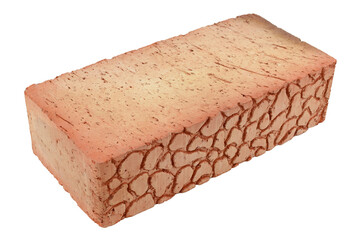 building brick close-up on a white background, brick stone for construction, clay products