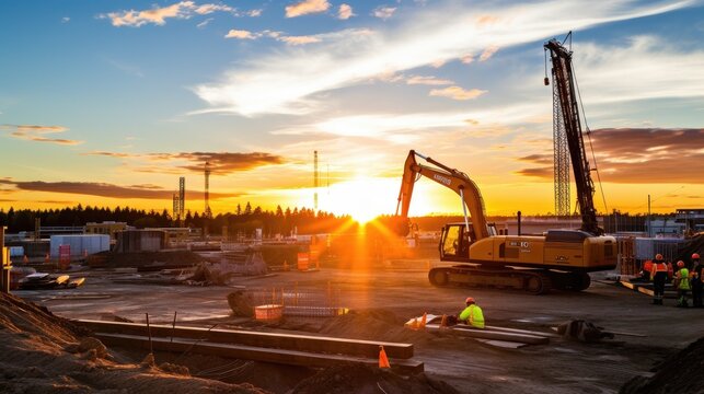 Building site at sunset
