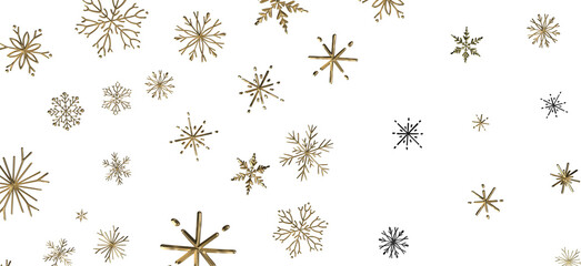 Snowflake Cascade: Mesmerizing 3D Illustration Depicting Descending Christmas Snowflakes