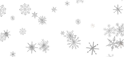 Snowflake Cascade: Mesmerizing 3D Illustration Depicting Descending Christmas Snowflakes
