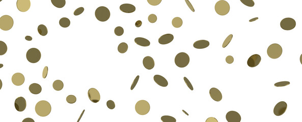 Gold confetti background, isolated on transparent background