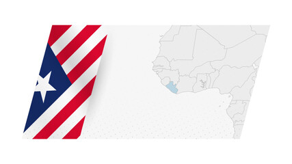 Liberia map in modern style with flag of Liberia on left side.