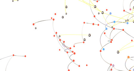 Abstract connected dots and lines. Concept of AI technology, Motion of digital data flow.