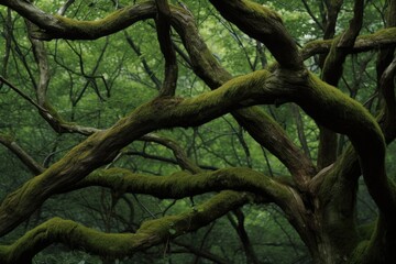 tightly-intertwined branches of two trees