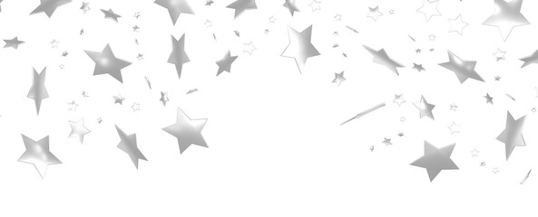 Group of silver stars isolated on white background.