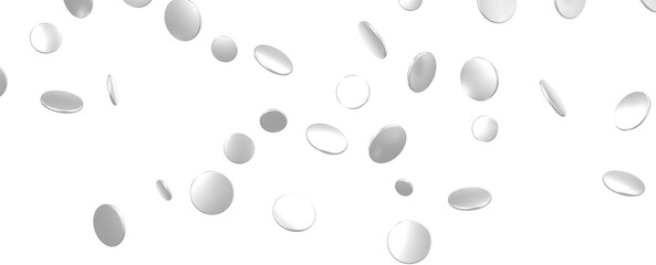 silver  Rainfall: Astonishing 3D Illustration of silver  Confetti Shower