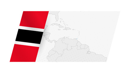 Trinidad and Tobago map in modern style with flag of Trinidad and Tobago on left side.