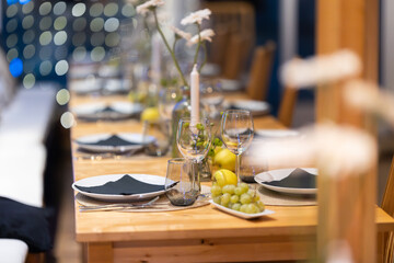 Fresh herbs and spices on a counter - table in cafe or dining room
