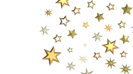 Stars - Holiday golden decoration, glitter frame isolated -